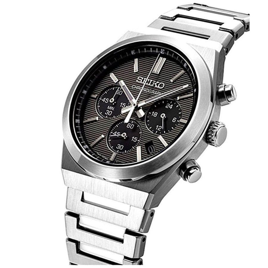 Seiko Conceptual Chronograph Grey Dial Silver Steel Strap Watch for Men - SSB455P1