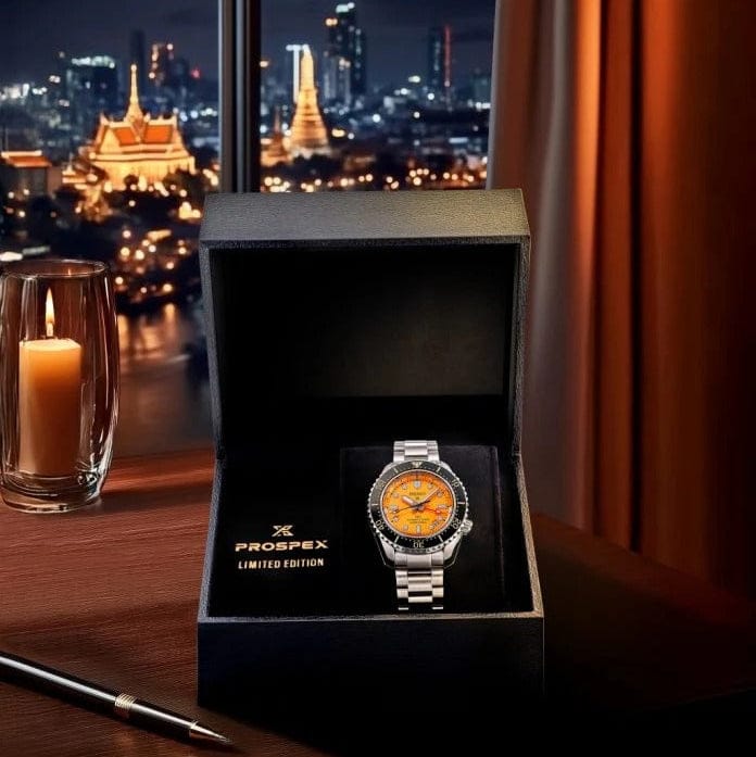 Seiko Prospex The Night of Siam Limited Edition Yellow Dial Silver Steel Strap Watch for Men - SPB487J1