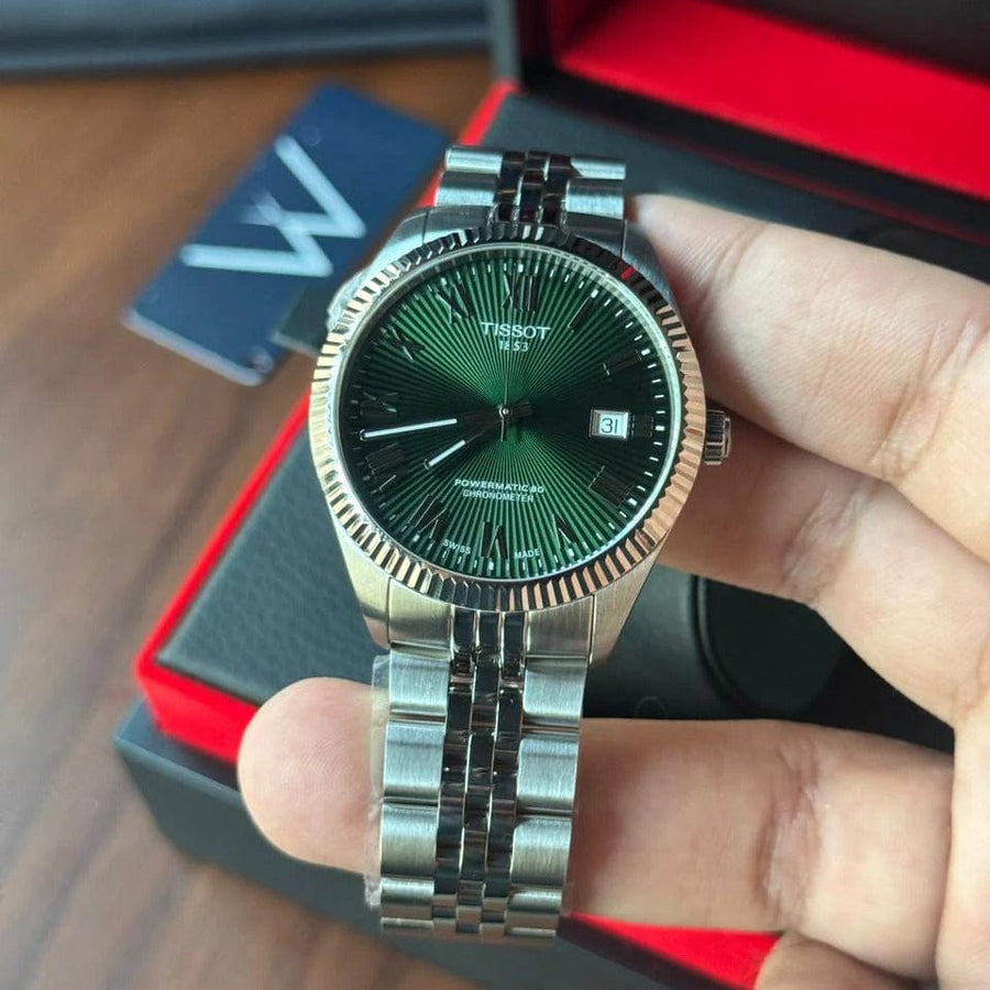 Tissot Ballade Powermatic 80 COSC Green Dial Silver Steel Strap Watch for Men - T156.408.11.093.00