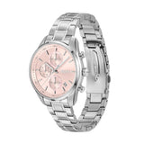 Hugo Boss Grand Tour Chronograph Pink Mother of Pearl Dial Silver Steel Strap Watch for Women - 1502765