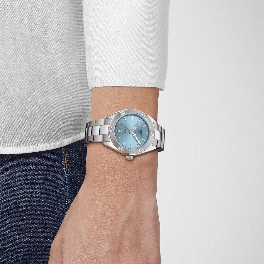 Tissot PR 100 Sport Chic Lady Blue Dial Silver Steel Strap Watch for Women - T101.910.11.351.00