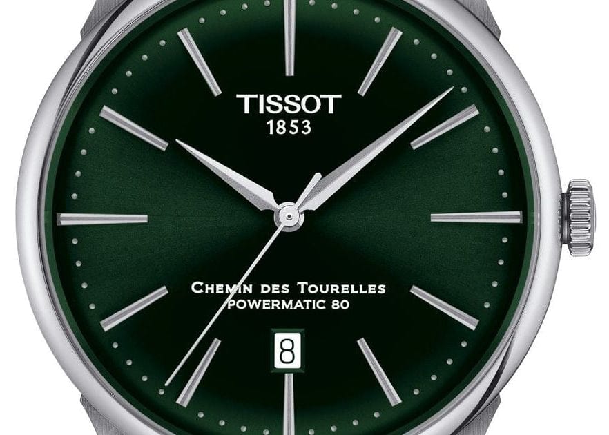 Tissot Chemin des Tourelles Powermatic 80 Green Dial Silver Steel Strap Watch for Men - T139.407.11.091.00