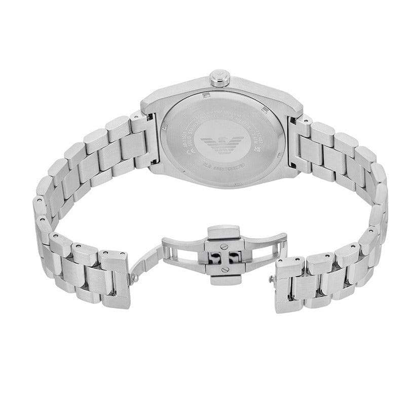 Emporio Armani Racer Chronograph Silver Dial Silver Steel Strap Watch for Men - AR11636