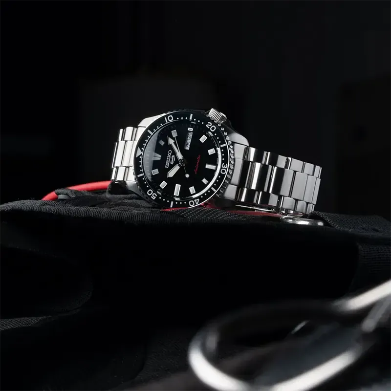 Seiko 5 Sports SKX Automatic Black Dial Silver Steel Strap Watch for Men - SRPL85K1