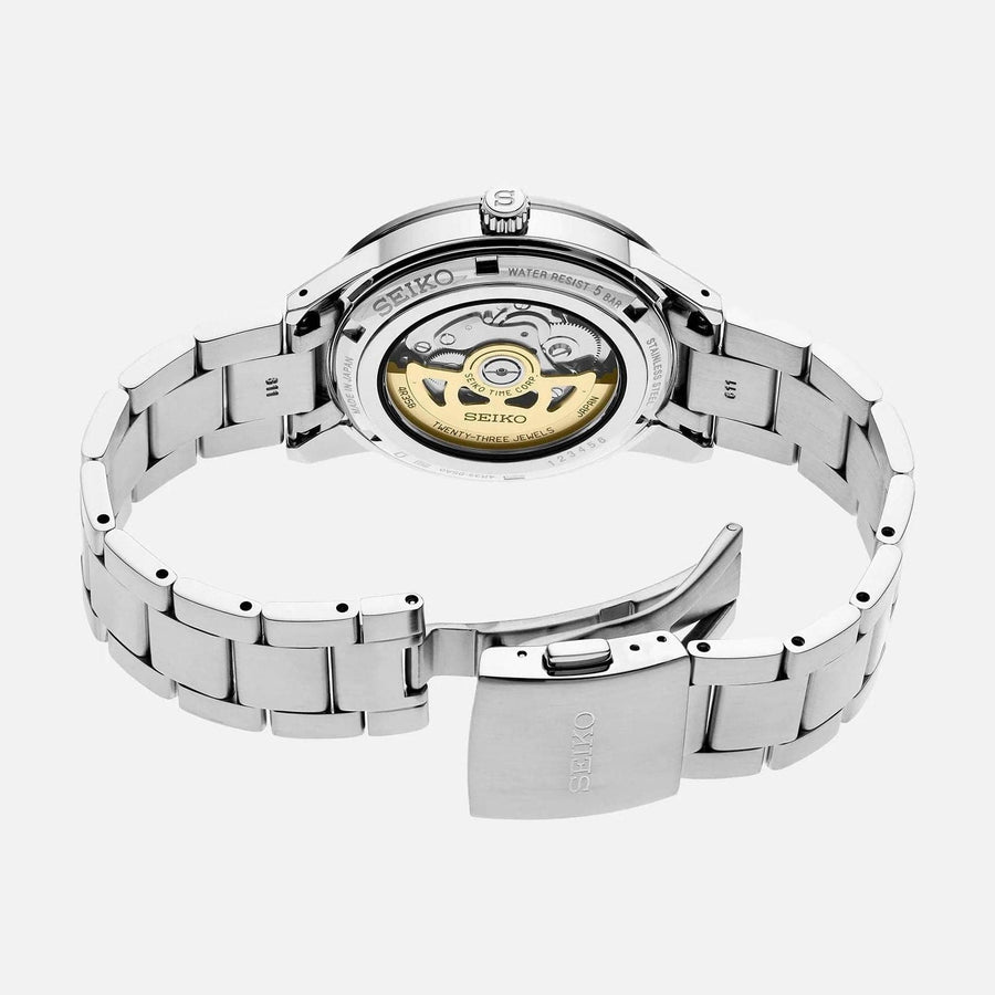 Seiko Presage Style60's Automatic Blue Dial Silver Steel Strap Watch for Men - SRPG05J1