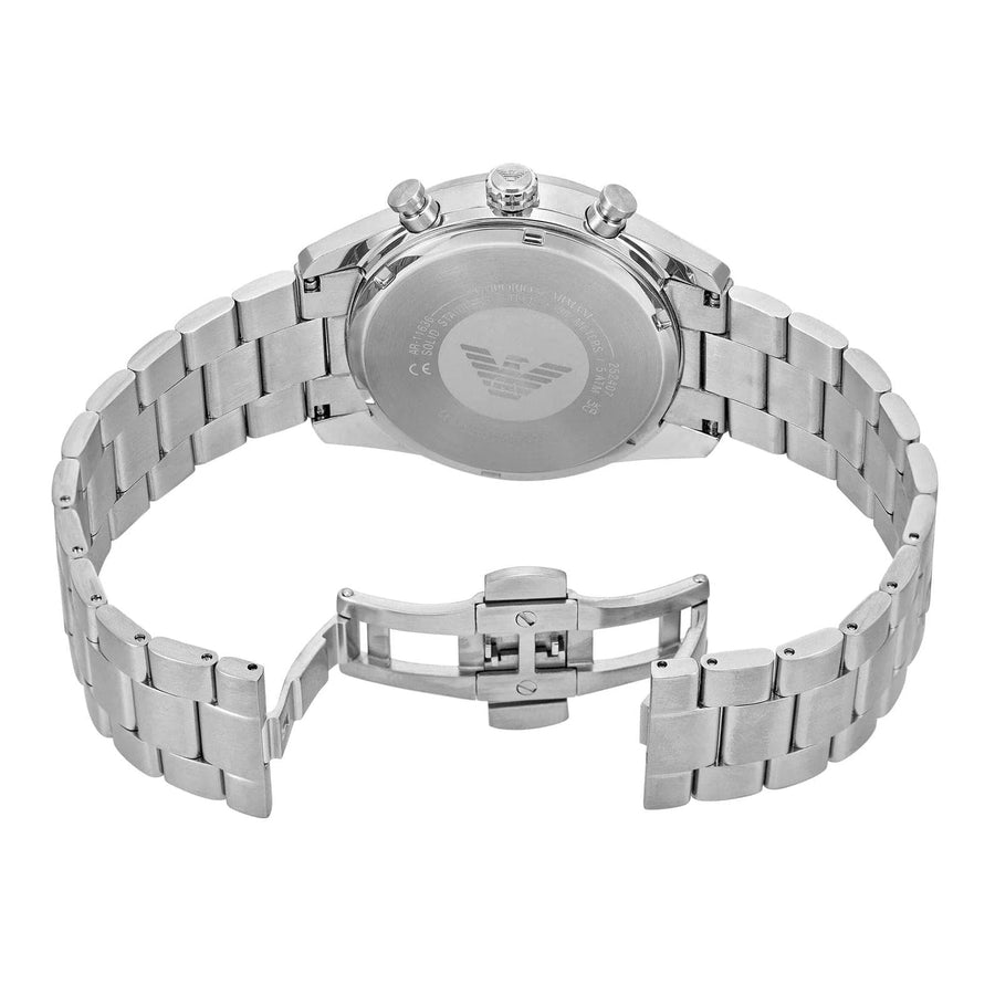Emporio Armani Racer Chronograph Silver Dial Silver Steel Strap Watch for Men - AR11636