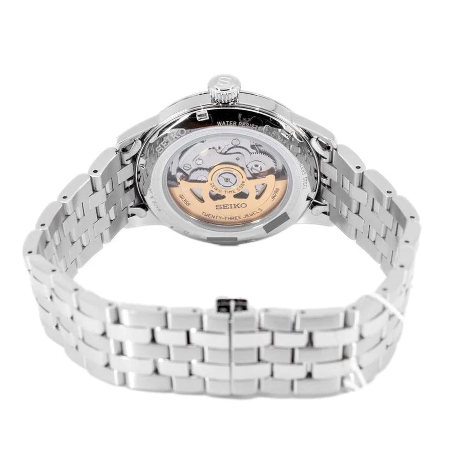 Seiko Presage Cocktail Time Automatic Ice Blue Dial Silver Steel Strap Watch for Men - SRPE19J1