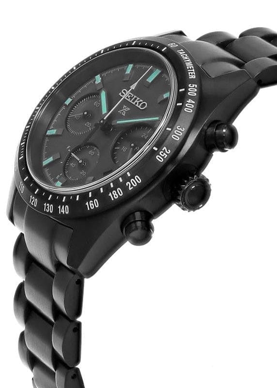 Seiko Prospex Speedtimer The Black Series Limited Edition Black Dial Black Steel Strap Watch for Men - SSC917