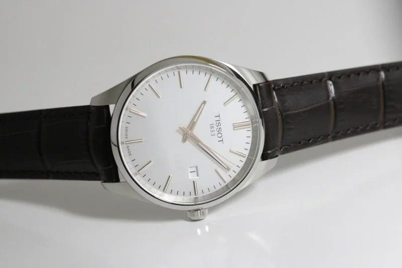 Tissot PR 100 Quartz Silver Dial Black Leather Strap Watch for Men - T150.410.16.031.00