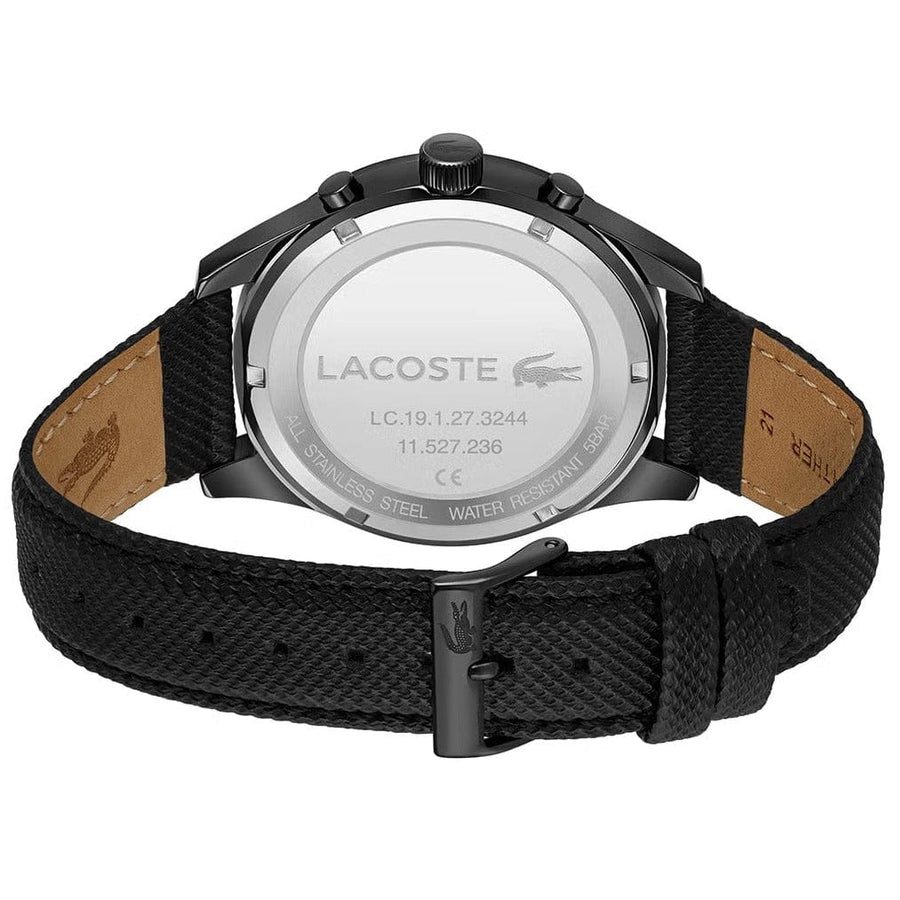 Lacoste Apext Black Dial Black Leather Strap Watch for Men - 2011296