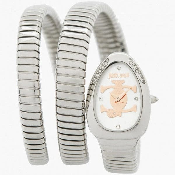 Just Cavalli Glam Evo 5 Silver Dial Silver Steel Strap Watch for Women - JC1L228M0015