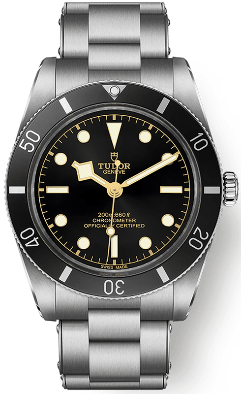 Tudor Black Bay 54 Black Dial Silver Steel Strap Watch for Men - M79000N-0001