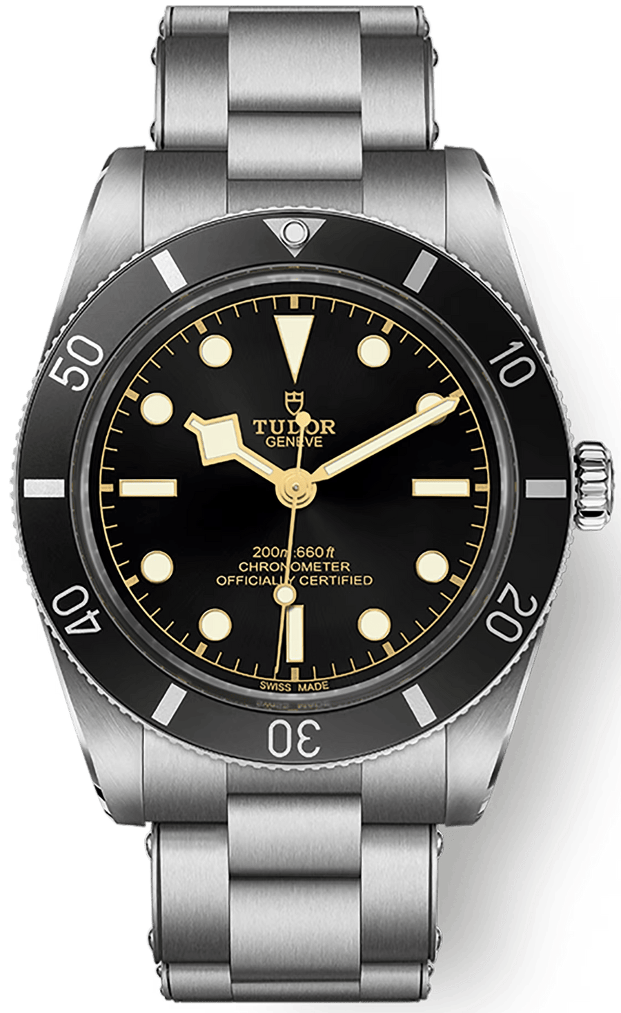 Tudor Black Bay 54 Black Dial Silver Steel Strap Watch for Men - M79000N-0001