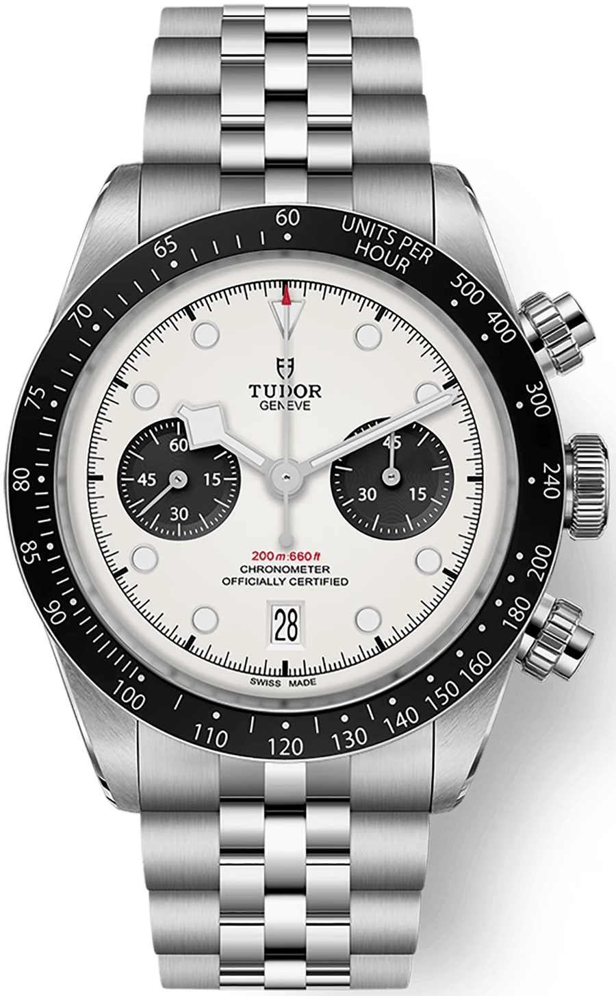 Tudor Black Bay Chrono Silver Dial Silver Steel Strap Watch for Men - M79360N-0014
