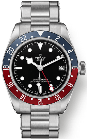 Tudor Black Bay GMT Black Dial Silver Steel Strap Watch for Men - M79830RB-0001