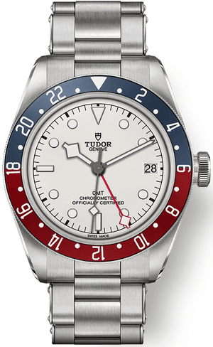 Tudor Black Bay GMT Silver Dial Silver Steel Strap Watch for Men - M79830RB-0010