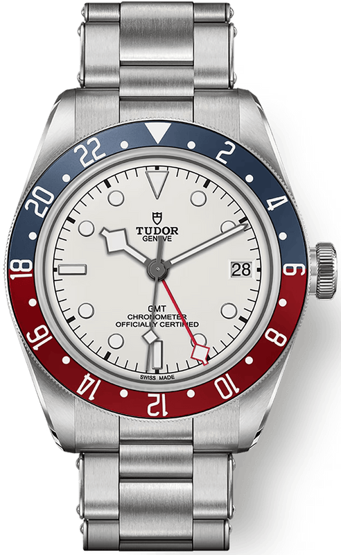 Tudor Black Bay GMT Silver Dial Silver Steel Strap Watch for Men - M79830RB-0010