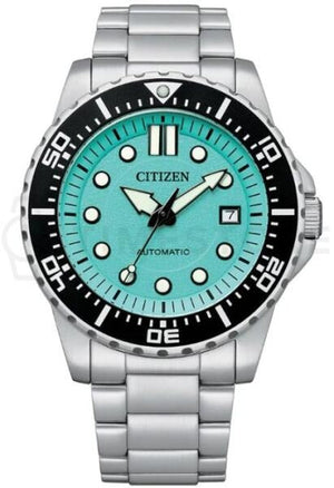 Citizen Mechanical Automatic Turquoise Dial Silver Steel Strap Watch for Men - NJ0170-83X
