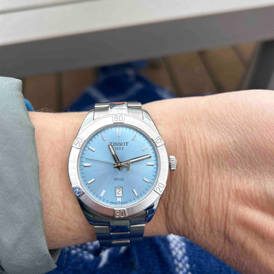Tissot PR 100 Sport Chic Lady Blue Dial Silver Steel Strap Watch for Women - T101.910.11.351.00