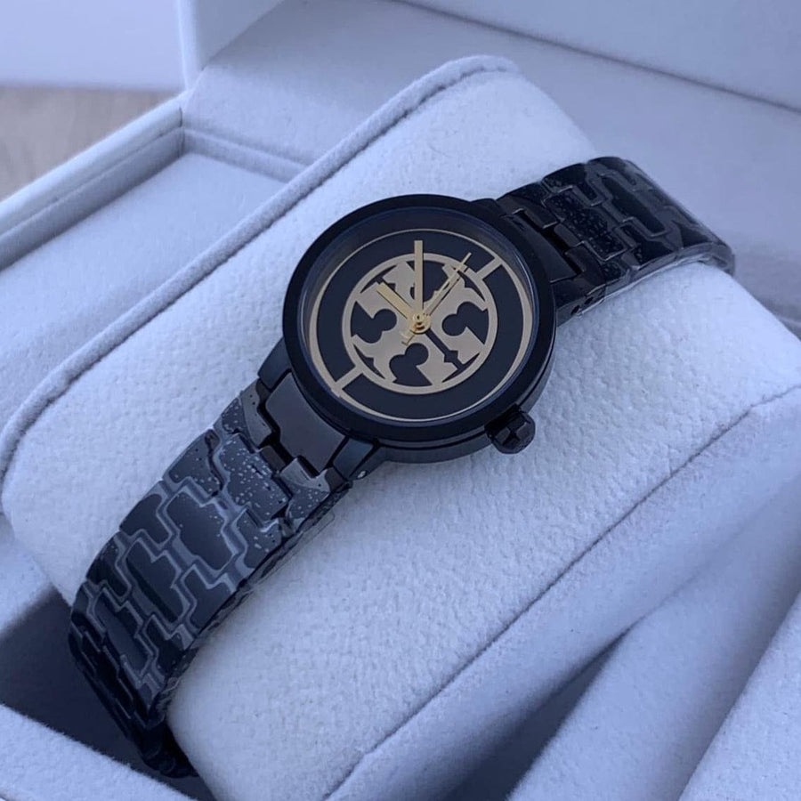 Tory Burch Reva Black Dial Black Steel Strap Watch for Women - TBW4039