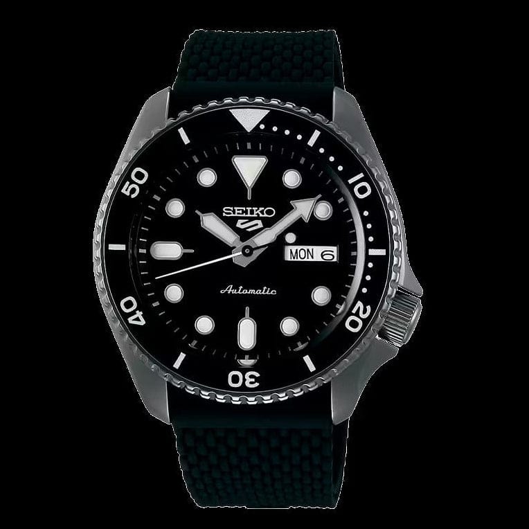 Seiko 5 Sports SKX Series Automatic Black Dial Black Silicone Strap Watch for Men - SRPD65K2