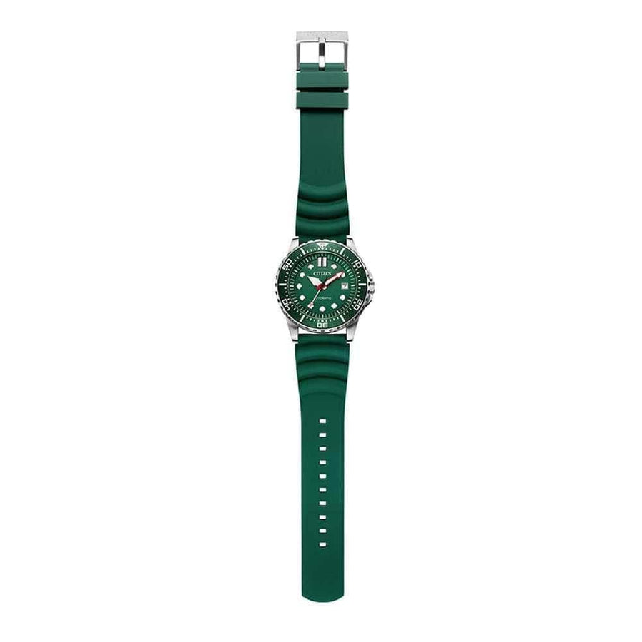 Citizen Mechanical Automatic Green Dial Green Rubber Strap Watch for Men - NJ0129-10X