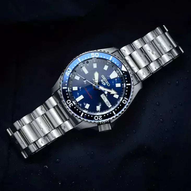 Seiko 5 Sports SKX Automatic Blue Dial Silver Steel Strap Watch for Men - SRPL83K1