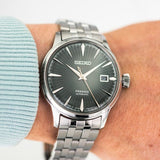 Seiko Presage Cocktail Time Automatic Black Dial Silver Steel Strap Watch for Men - SRPE17J1
