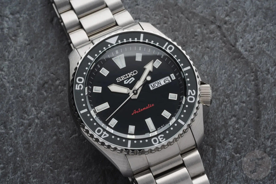 Seiko 5 Sports SKX Automatic Black Dial Silver Steel Strap Watch for Men - SRPL85K1