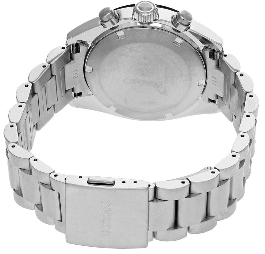 Seiko Prospex Speedtimer Solar Chronograph Green Dial Silver Steel Strap Watch for Men - SSC933