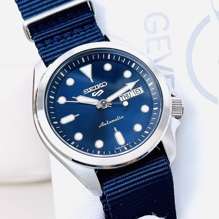 Seiko 5 Sports Automatic Blue Dial Blue Nylon Strap Watch for Men - SRPE63K1