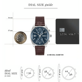 Hugo Boss Skytraveller Chronograph Blue Dial Brown Leather Strap Watch for Men - 1514194