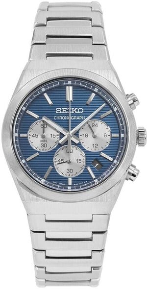 Seiko Conceptual Chronograph Blue Dial Silver Steel Strap Watch for Men- SSB453P1