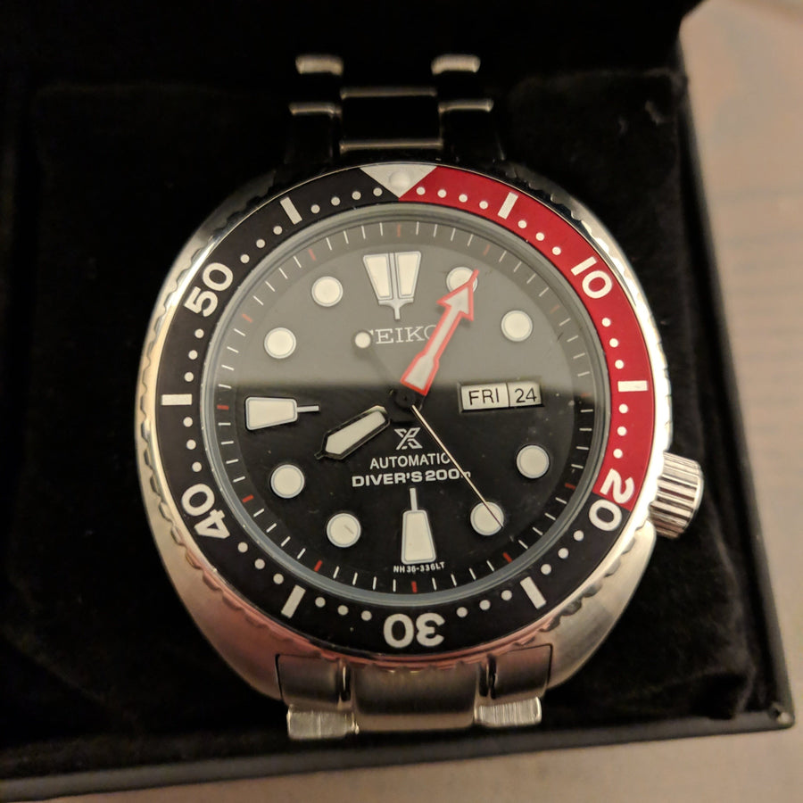 Seiko Prospex Sea Turtle Automatic Black Dial Silver Steel Strap Watch for Men - SRP789K1