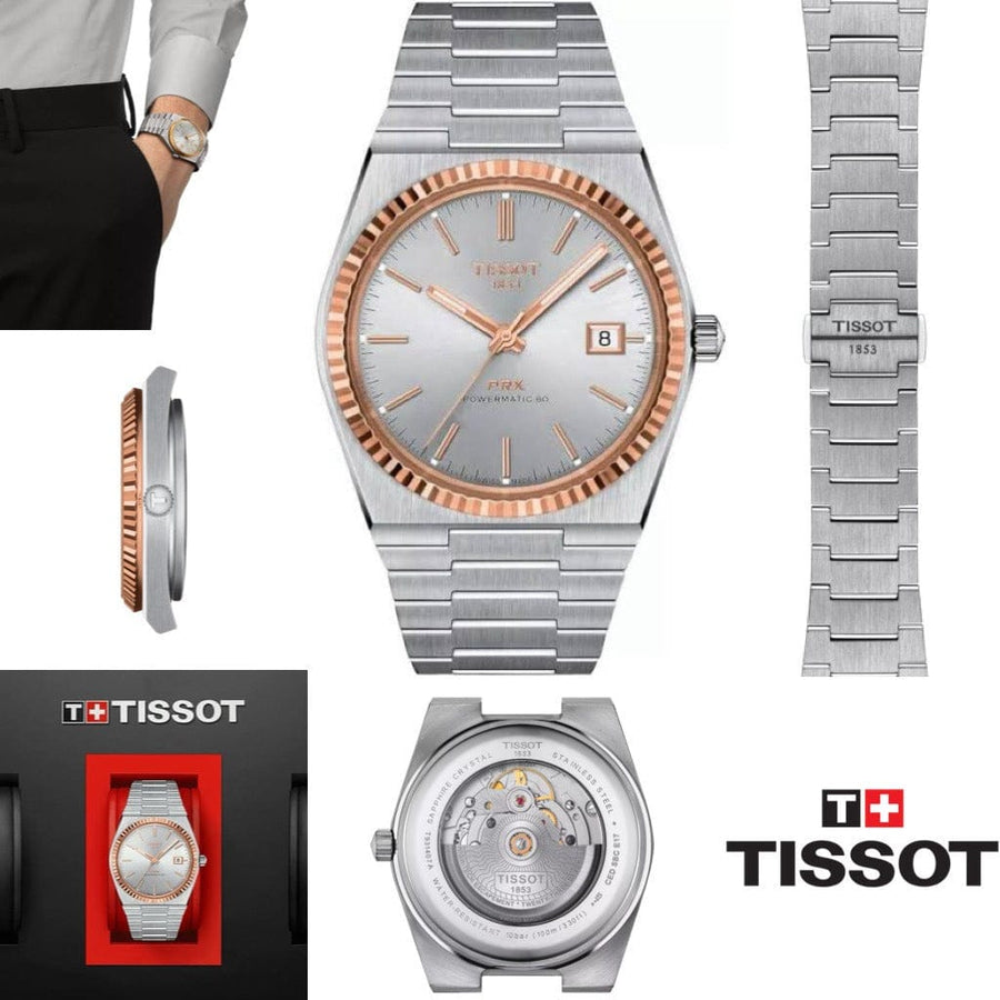 Tissot PRX Powermatic 80 18K Silver Dial Silver Steel Strap Watch for Men - T931.407.41.031.00