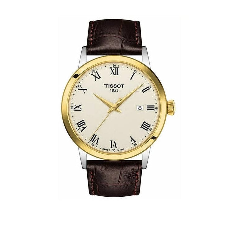 Tissot Classic Dream Ivory Dial Brown Leather Strap Watch for Men - T129.410.26.263.00