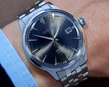 Seiko Presage Cocktail Time Automatic Black Dial Silver Steel Strap Watch for Men - SRPE17J1