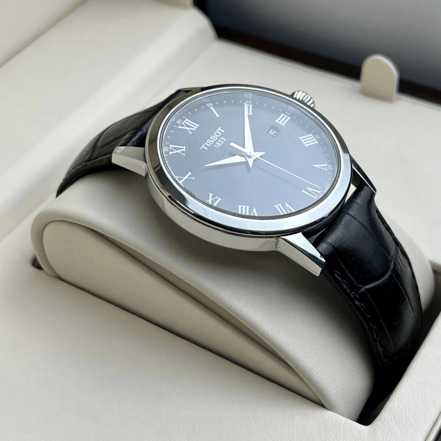 Tissot T Classic Dream Quartz Black Dial Black Leather Strap Watch for Men - T129.410.16.053.00