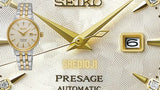 Seiko Presage Cocktail Time Automatic Diamonds White Dial Two Tone Steel Strap Watch for Women - SRE010J1
