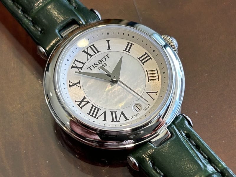 Tissot Bellissima Small Lady Mother of Pearl Dial Green Leather Strap Watch for Women - T126.010.16.113.02