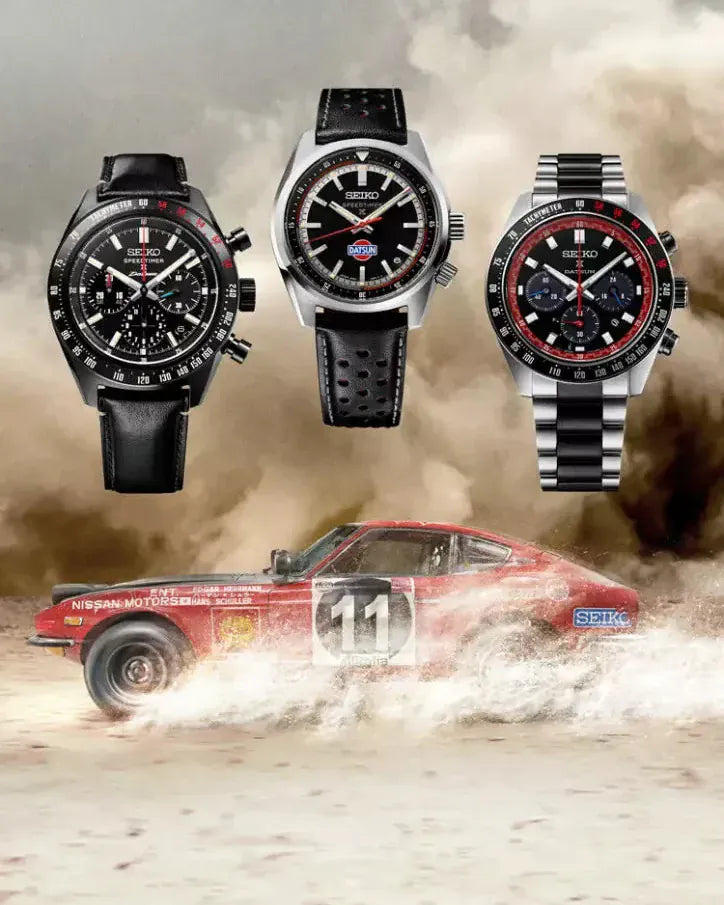 Seiko Prospex Speedtimer Solar Chronograph Datsun 240Z Collaboration Limited Edition Black Dial Two Tone Steel Strap Watch for Men - SSC957