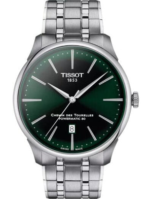 Tissot Chemin des Tourelles Powermatic 80 Green Dial Silver Steel Strap Watch for Men - T139.407.11.091.00