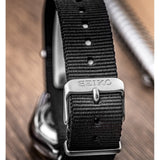 Seiko 5 Sports Automatic Black Dial Black Nylon Strap Watch for Men - SRPE67K1