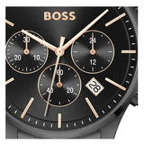 Hugo Boss Avery Chronograph Black Dial Black Steel Strap Watch for Men - 1514256