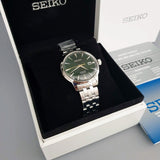 Seiko Presage Cocktail Time Automatic Green Dial Silver Steel Strap Watch for Men - SRPE15J1