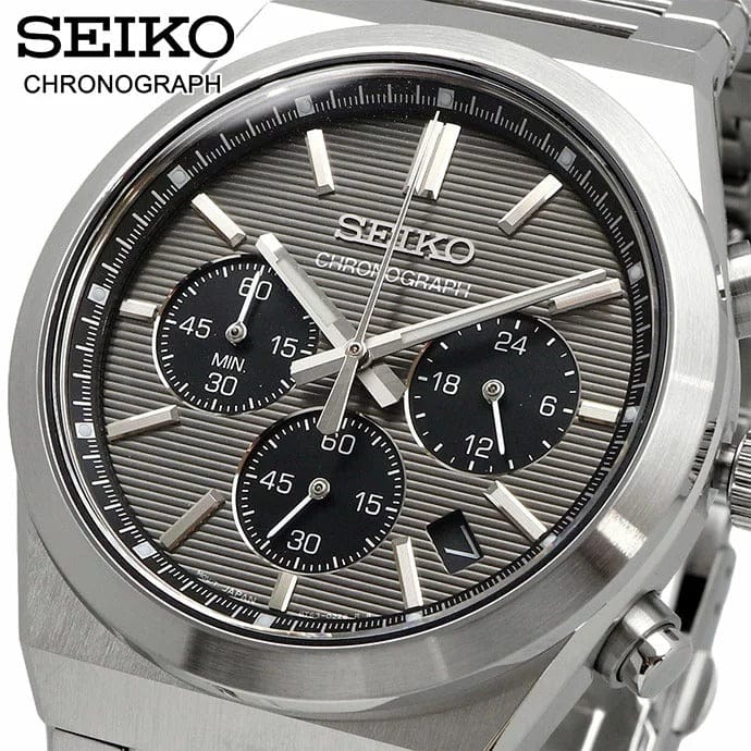 Seiko Conceptual Chronograph Grey Dial Silver Steel Strap Watch for Men - SSB455P1