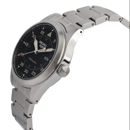 Seiko 5 Sports Flieger Automatic Black Dial Silver Steel Strap Watch for Men - SRPH27K1