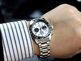 Seiko Prospex Speedtimer Solar Chronograph White Dial Silver Steel Strap Watch for Men - SSC813
