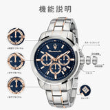 Maserati Successo Chronograph Blue Dial Silver Steel Strap Watch for Men - R8873621037