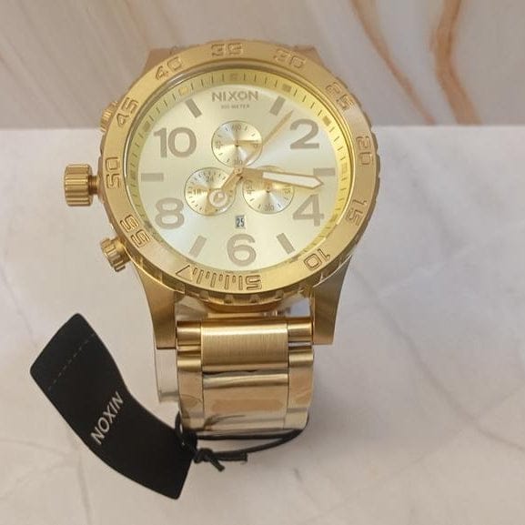 Nixon 51-30 Chronograph Gold Dial Gold Steel Strap Watch for Men - A083-502